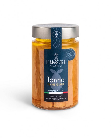 Filetti di Tonno Pinne Gialle in olio di oliva - vaso 190g - Le Mareviglie