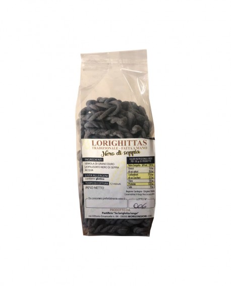 Lorighittas al Nero di Seppia di semola di grano duro fatta a mano - busta 500g - Pastificio SA LORIGHITTA LONGA